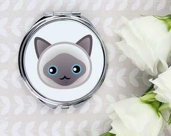 A pocket mirror with a Javanese cat. A new collection with the cute Art-Dog cat