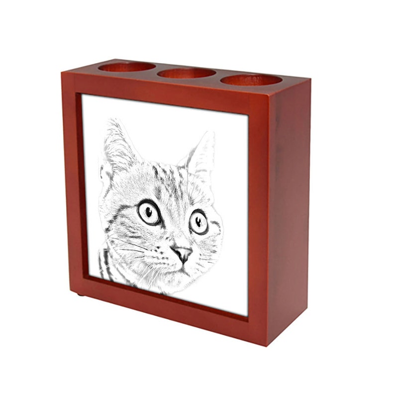 American shorthair - Wooden stand for pens candles Now on sale Los Angeles Mall with the imag