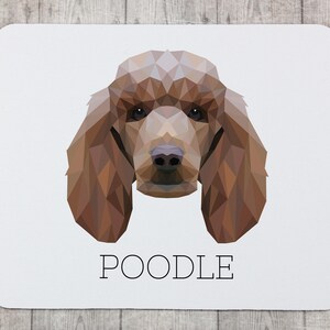 A computer mouse pad with a Poodle dog. A new collection with the geometric dog