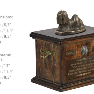 Lhasa Apso - Exclusive Urn for Dog Ashes With a Statue, Relief and