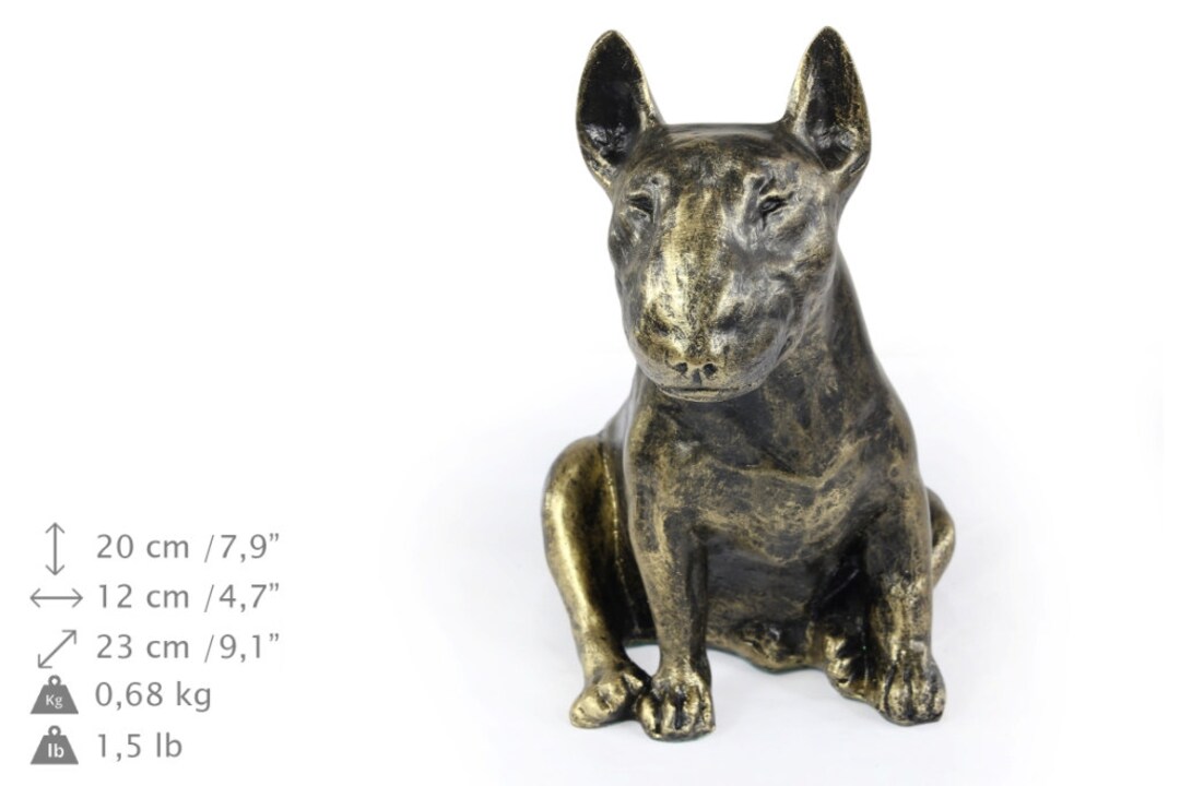 Statue Bull Terrier Art Dog - Résine/Bronze Sur Bois - Édition Limitée - France