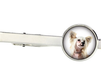Chinese Crested Dog. Tie clip for dog lovers. Photo jewellery. Men's jewellery. Handmade