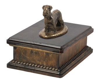 Exclusive Urn for dog’s ashes with a Cesky Terrier statue, ART-DOG. New model Cremation box, Custom urn.