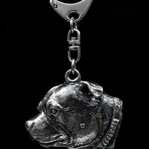 Staffordshire Bull Terrier Dog Keyring Bag Charm Keychain in Brown