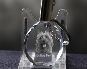 Australian terrier, Dog Crystal Keyring, Keychain, High Quality, Exceptional Gift . Dog keyring for dog lovers