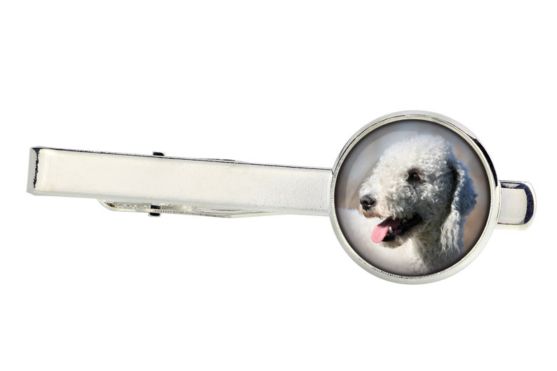 Bedlington Terrier. Tie clip for dog lovers. Photo jewellery. Me Bedlington Terrier. Tie clip for dog lovers. Photo jewellery. Me