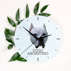 A clock with a Argentine Dogo dog. A new collection with the geometric dog