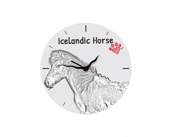 Icelandic horse, Free standing MDF floor clock with an image of a horse.