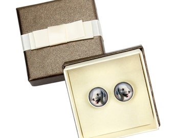 Bedlington Terrier. Cufflinks with box for dog lovers. Photo jewellery. Men's jewellery. Handmade