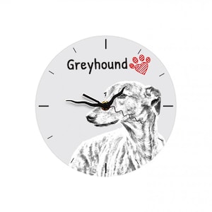 Greyhound, Free standing MDF floor clock with an image of a dog.