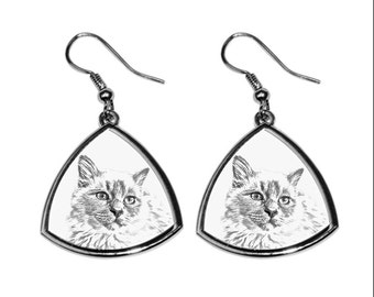 Birman cat, collection of earrings with images of purebred cats, unique gift. Collection!