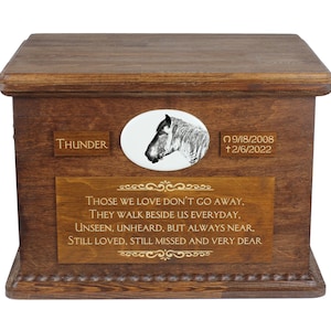 Grote urn Belgisch paard voor paardenas, gepersonaliseerd gedenkteken met foto, aangepaste paardenurn, paardengedenkteken, grote urn voor paard