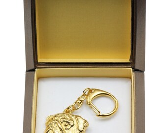 NEW, Pug 2, millesimal fineness 999, dog keyring, in casket, keychain, limited edition, ArtDog . Dog keyring for dog lovers