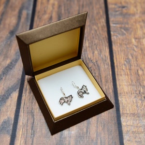 Collie - Silver-plated earrings with an image of a pure-bred dog