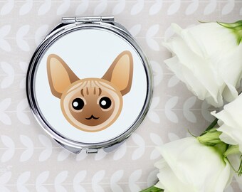 A pocket mirror with a Devon rex cat. A new collection with the cute Art-Dog cat