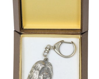 NEW, Bearded Collie, Beardie, dog keyring, key holder, in casket, limited edition, ArtDog . Dog keyring for dog lovers