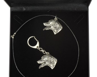 NEW, Dalmatian, dog keyring and necklace in casket, DELUXE set, limited edition, ArtDog . Dog keyring for dog lovers