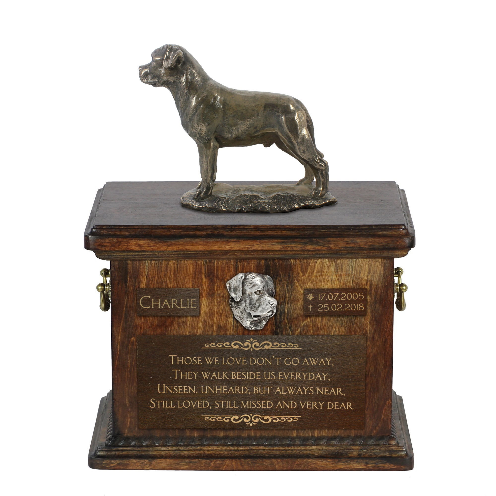 Rottweiler Exclusive Urn for Dog Ashes With a Statue Relief and