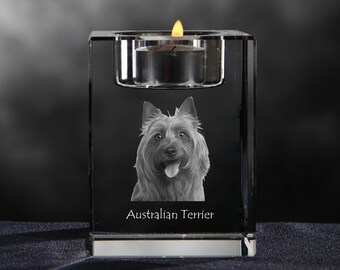 Australian terrier, crystal candlestick with dog, souvenir, decoration, limited edition, Collection