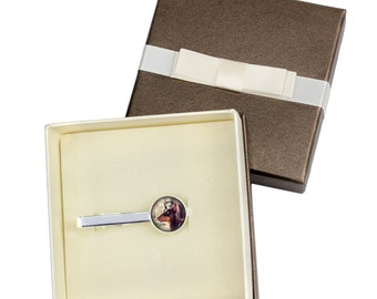 Dobermann. Tie clip with box for dog lovers. Photo jewellery. Men's jewellery. Handmade