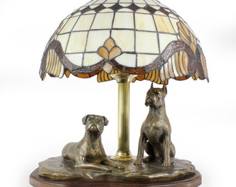 Boxer, dog lamp statue, tiffany shade, limited edition, ArtDog