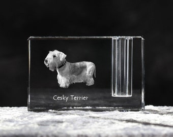 Cesky Terrier, crystal pen holder with dog, souvenir, decoration, limited edition, Collection