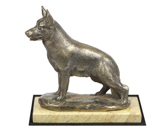 German Shepherd, dog sand marble base statue, limited edition, ArtDog. Made of cold cast bronze. Perfect gift. Limited edition