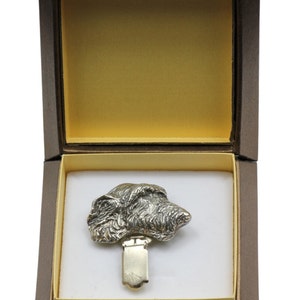 NEW, Irish Wolfhound, dog clipring, in casket, dog show ring clip/number holder, limited edition, ArtDog