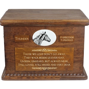 Thoroughbred Big Urn for Horse Ashes, Personalized Memorial with photo, Custom horse urn, Horse Memorial, Big urn for horse