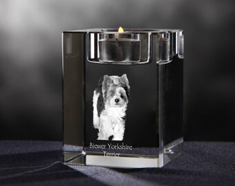 Biewer Terrier - crystal candlestick with dog, souvenir, decoration, limited edition, Collection