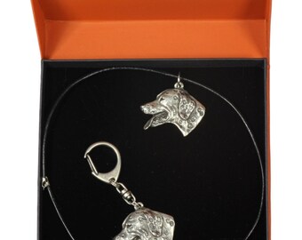 NEW, Dalmatian, dog keyring and necklace in casket, PRESTIGE set, limited edition, ArtDog . Dog keyring for dog lovers