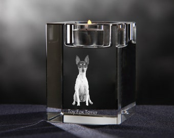 Toy Fox Terrier - crystal candlestick with dog, souvenir, decoration, limited edition, Collection