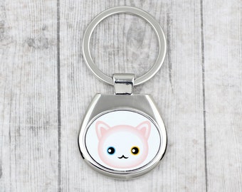 A key pendant with Turkish Angora cat. A new collection with the cute Art-dog cat