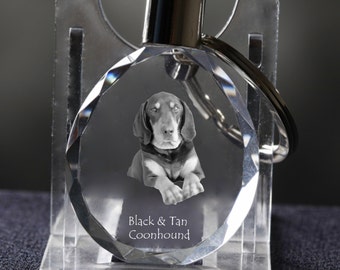Black and tan coonhound   , Dog Crystal Keyring, Keychain, High Quality, Exceptional Gift . Dog keyring for dog lovers