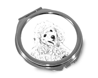 Poodle - Pocket mirror with the image of a dog.