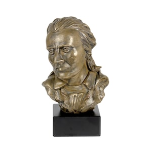 Estátua de Friedrich Schiller, escultura em bronze fundido a frio, base de mármore, decoração para casa e escritório, troféu, estatueta