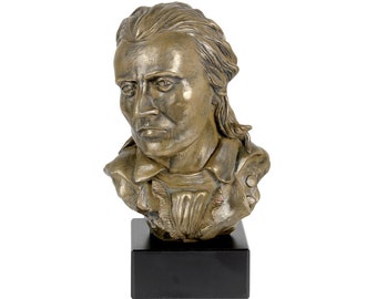 Friedrich Schiller Statue, Cold Cast Bronze Sculpture, Marble Base, Home and Office Decor, Trophy, Statuette