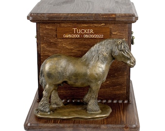 Percheron- Belgian Big Urn for Horse Ashes, Cutomizable urn, Urn for horse with statue, Horse memorial with sculpture