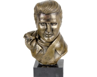 Elvis Presley Statue, Cold Cast Bronze Sculpture, Marble Base, Home and Office Decor, Trophy, Statuette