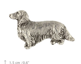 Teckel, Dachshund (longhaired), dog pin, limited edition, ArtDog