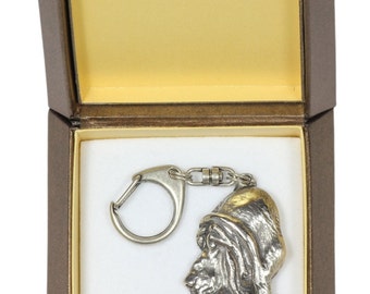 NEW, Bloodhound, dog keyring, key holder, in casket, limited edition, ArtDog . Dog keyring for dog lovers