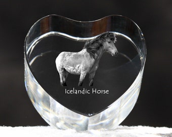Icelandic horse, crystal heart with horse, souvenir, decoration, limited edition, Collection