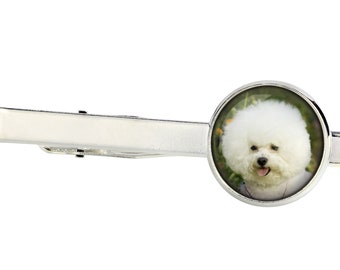 Bichon Frise. Tie clip for dog lovers. Photo jewellery. Men's jewellery. Handmade