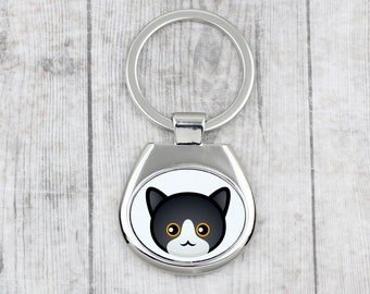 A key pendant with Manx cat. A new collection with the cute Art-dog cat