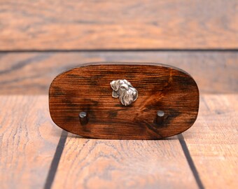 Schnauzer - Unique wooden hanger with a relief of a purebred dog. Perfect for a collar, harness or leash.