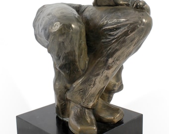 Boxer (on knee), dog marble statue, limited edition, ArtDog. Made of cold cast bronze. Perfect gift. Limited edition