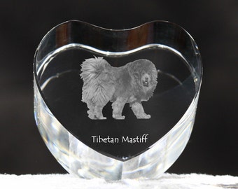 Tibetan Mastiff, crystal heart with dog, souvenir, decoration, limited edition, Collection