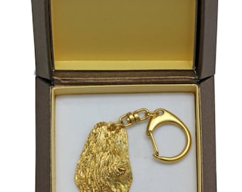 NEW, Briard, millesimal fineness 999, dog keyring, in casket, keychain, limited edition, ArtDog . Dog keyring for dog lovers