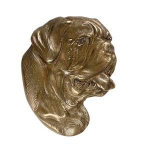 Busto di Dogue de bordeaux, scultura in bronzo fuso a freddo, busto di piccolo cane, arredamento per la casa e l'ufficio, trofeo per cani, memoriale per cani