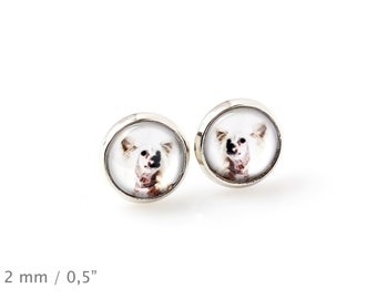 Chinese Crested Dog. Pet in your ear. Earrings. Photojewelry. Handmade.